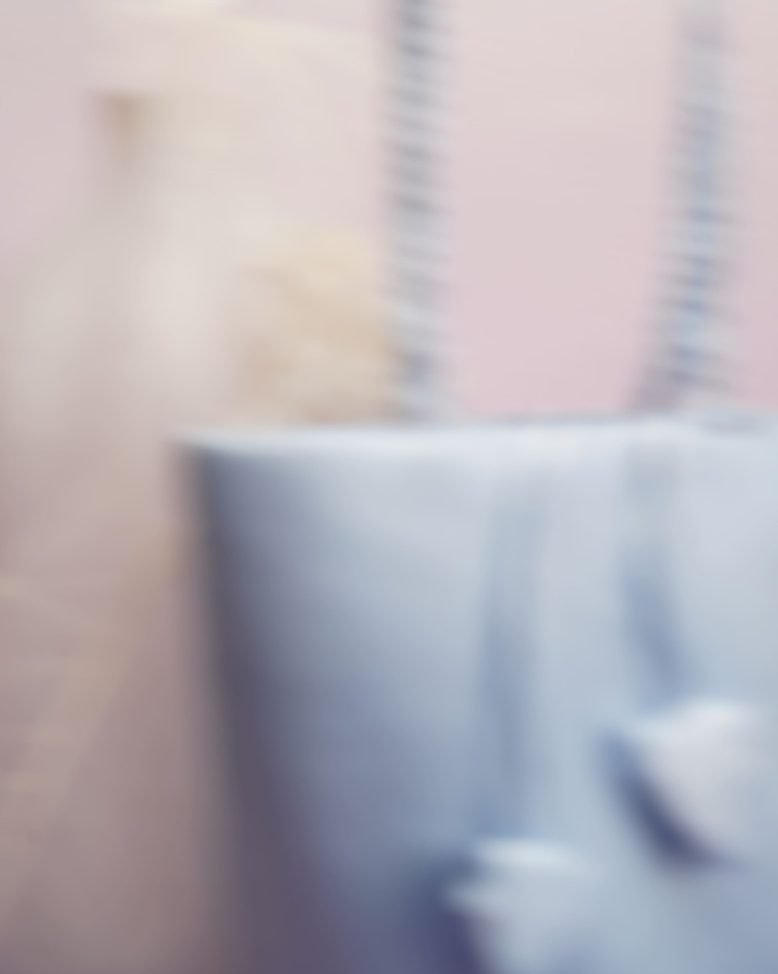 Sky blue bucket bag motion blur study